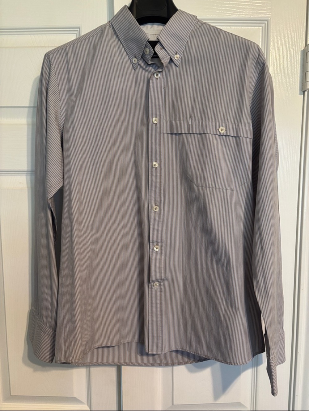 Men's Classic Blue Pinstripe Button-Down Dress Shirt